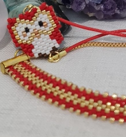 Baykuş Figürlü ve Kırmızı Miyuki Bileklik Seti (2'li) - Galeri Resmi
