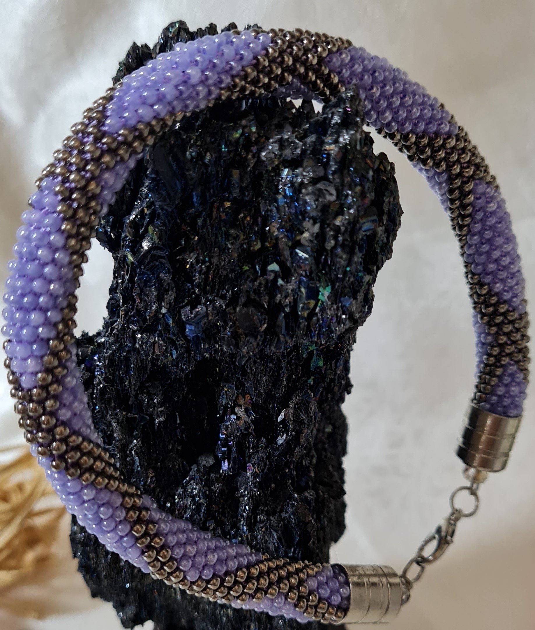 Mor ve Bronz Spiral Boncuk Bileklik - Galeri Resmi