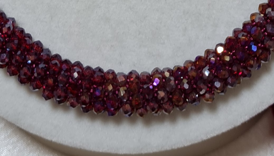 Bordo Kristal Boncuklu Işıltılı Kolye ve Bileklik Takımı - Galeri Resmi