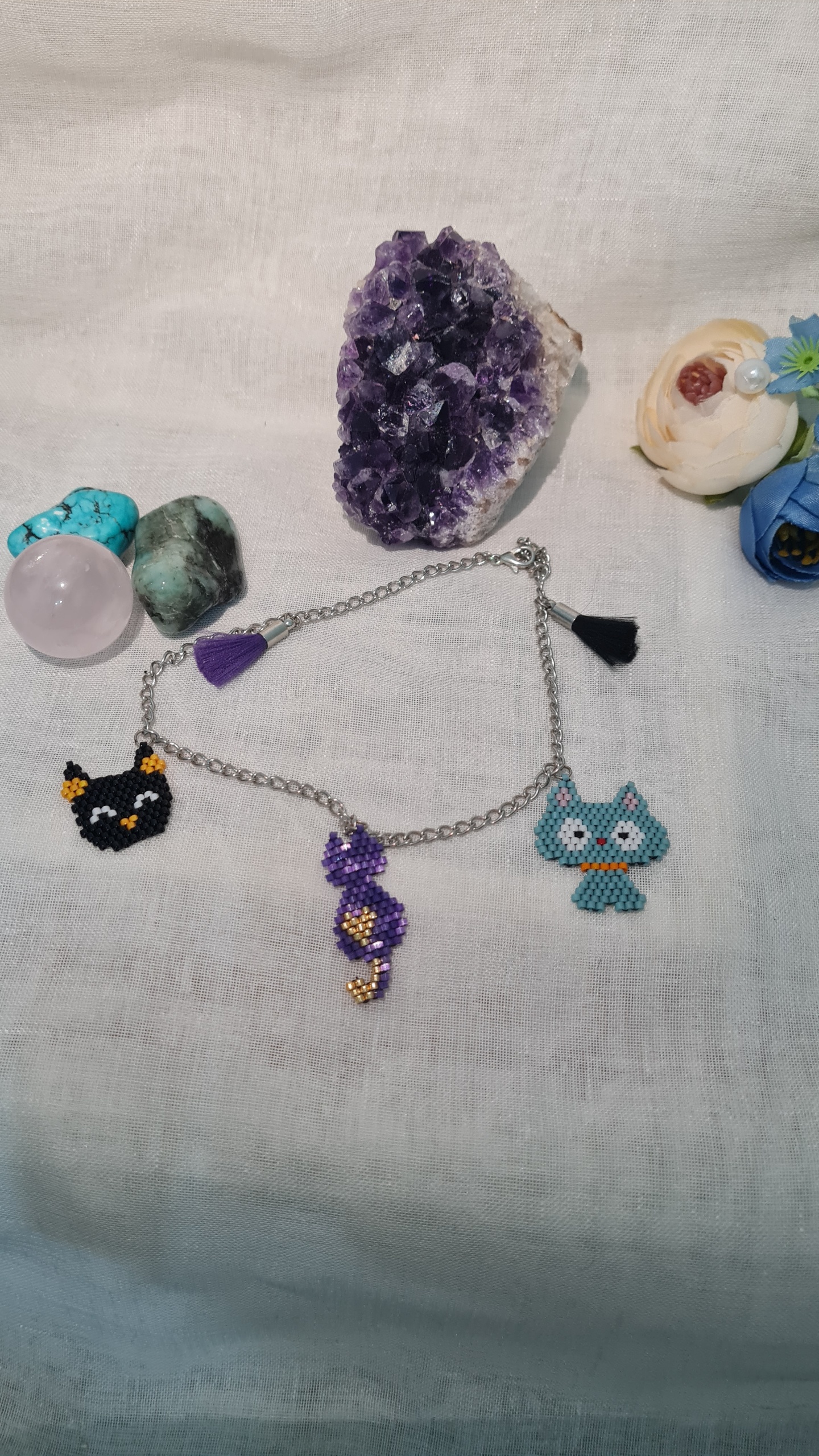Miyuki Kedi Figürlü Charm Bileklik
